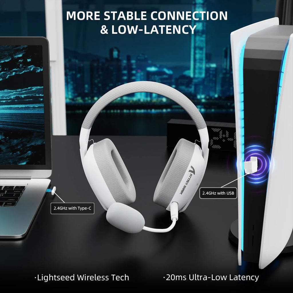 ATTACK SHARK L80PRO 3-IN-1 Gaming Headset can make more stable connection & low-latency,dual microphone design ,40mm