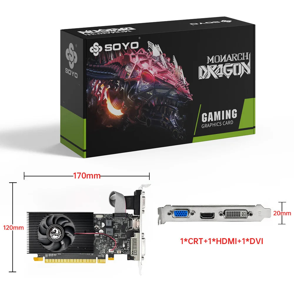 Graphics Cards SOYO NVIDIA GT730 4G GDDR3 128bit Video Card HDMI+DP+DVI For Desktop Gaming Computer Components GPU GT 730